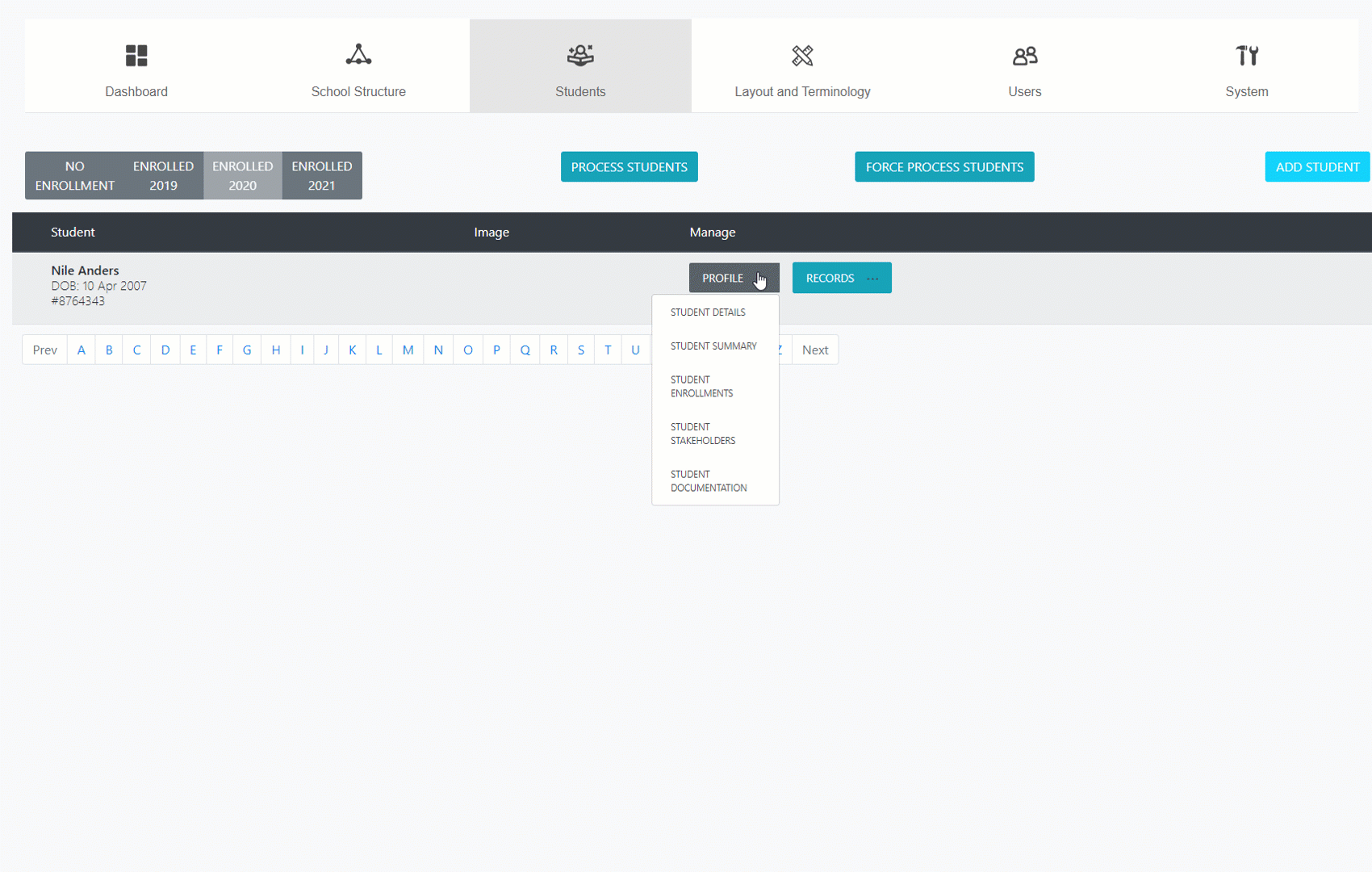 How to update a student record 